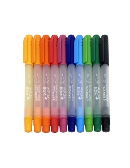 Etui feutres ecriture recycles ulmann pointe 0,4mm 10 unites coloris assortis.