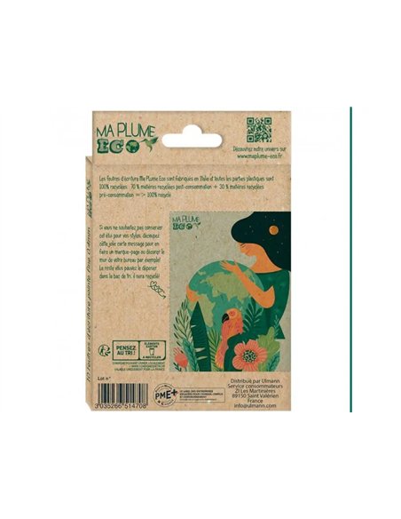 Etui feutres ecriture recycles ulmann pointe 0,4mm 10 unites coloris assortis.