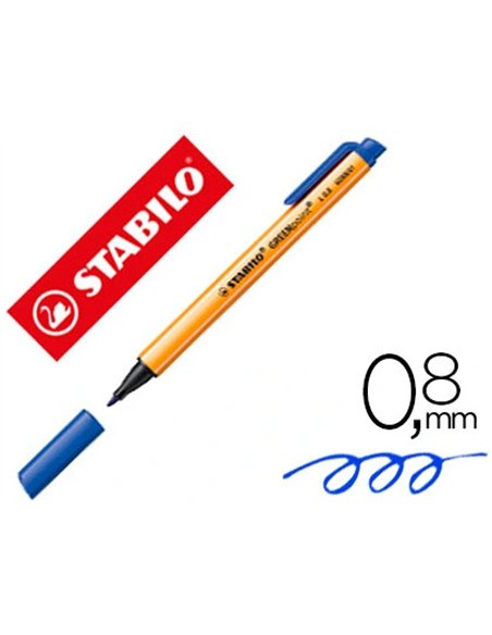 Stylo-feutre stabilo greenpoint plastique recyclé pointe large robuste écriture douce surlignage expressif bleu.