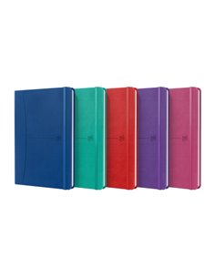 Cahier Oxford Signature A5 à couverture extra rigide et cousue – 1 ligne – 80 feuilles – Couleurs assorties