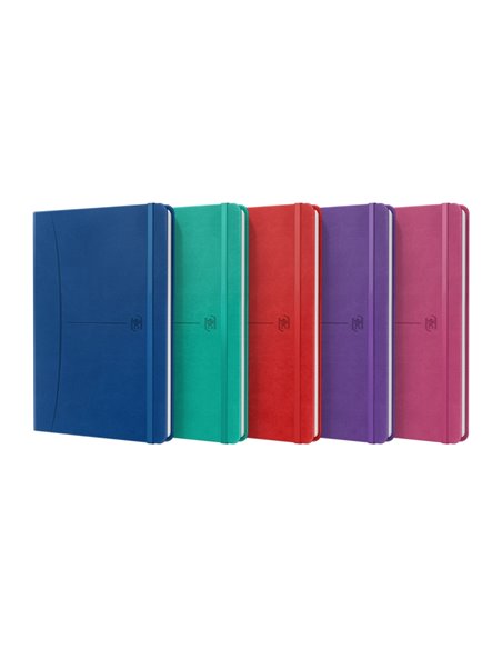 Cahier Oxford Signature A5 à couverture extra rigide et cousue – 1 ligne – 80 feuilles – Couleurs assorties