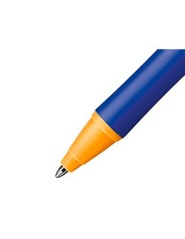 Stylo-bille stabilo pointball plastique recyclé 3500m d'écriture rechargeable rétractable grip antidérapant bleu.