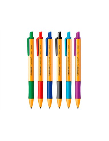 Stylo-bille stabilo pointball plastique recyclé 3500m d'écriture rechargeable rétractable grip antidérapant bleu.