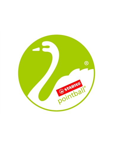 Stylo-bille stabilo pointball plastique recyclé 3500m d'écriture rechargeable rétractable grip antidérapant bleu.