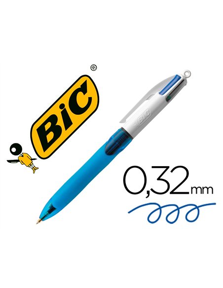 Stylo-bille bic 4 couleurs grip pro pointe moyenne encre classique rétractable rechargeable 4 couleurs.