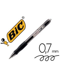 Stylo-bille bic gelocity original pointe moyenne 0,7mm encre gel retractable rechargeable coloris noir.