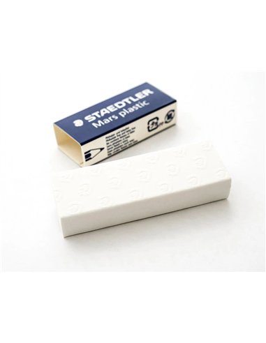 Gomme staedtler mars plastic 65x23x13mm crayons mines papier calque film coloris blanc.