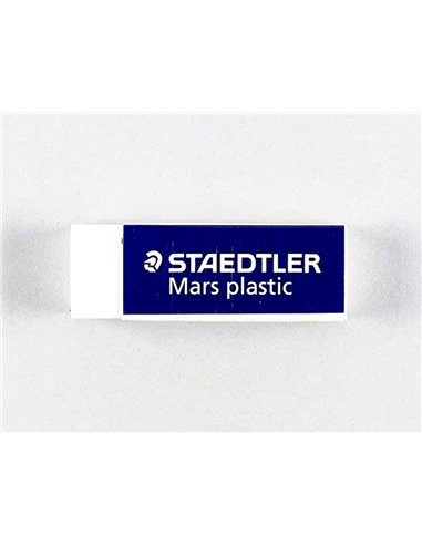 Gomme staedtler mars plastic 65x23x13mm crayons mines papier calque film coloris blanc.
