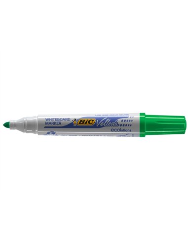 Marqueur bic velleda 1701 effaçable pointe ogive tracé 1.5mm encre base alcool inodore corps plastique vert.