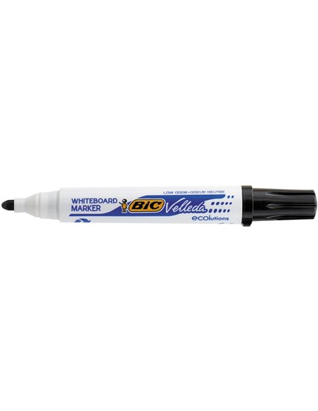 Marqueur bic velleda 1701 effaçable pointe ogive tracé 1-5mm encre base alcool inodore corps plastique noir.