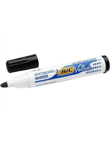 Marqueur bic velleda 1701 effaçable pointe ogive tracé 1-5mm encre base alcool inodore corps plastique noir.