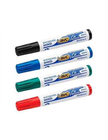 Marqueur bic velleda 1701 effaçable pointe ogive tracé 1-5mm encre base alcool inodore corps plastique noir.