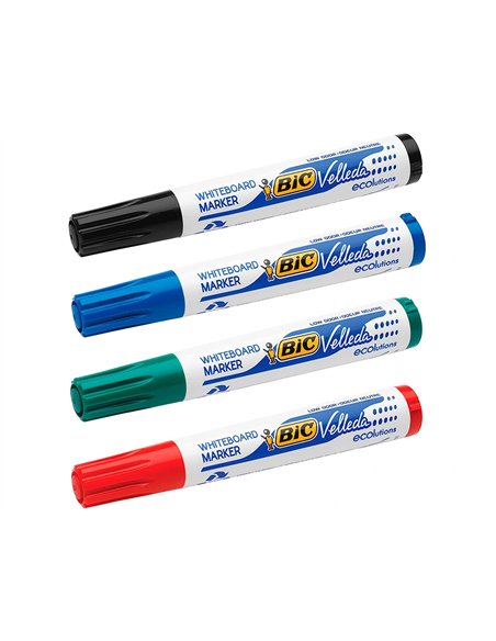 Marqueur bic velleda 1701 effaçable pointe ogive tracé 1-5mm encre base alcool inodore corps plastique noir.
