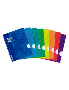Cahier agrafé Oxford School Openflex A4 - Couverture plastique résistante - 48 feuilles quadrillées 5x5 - 2 marges - Couleurs as