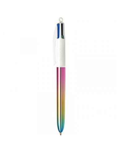 Stylo-bille bic 4 couleurs retractables irise pointe moyenne 1,0mm.