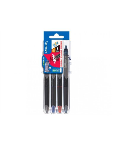 Recharge roller pilot frixion point et clicker pointe fine coloris bleu nuit set 3 unites.