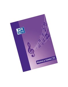 Cahier de musique et de chant Oxford School A4 - Couverture souple agrafée - 24 pages 5x5 + 24 pages avec 11 portées - Interlign
