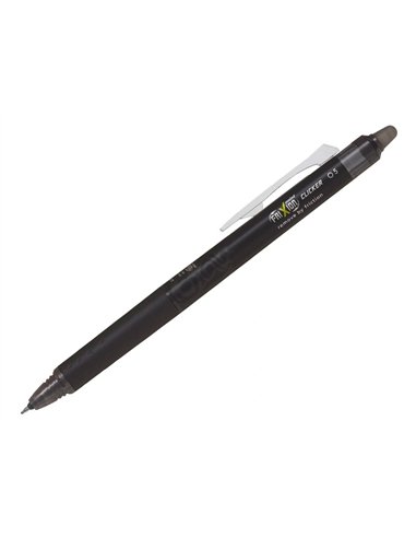 Roller pilot frixion point clicker 05 encre gel thermosensible effacable rechargeable noir.