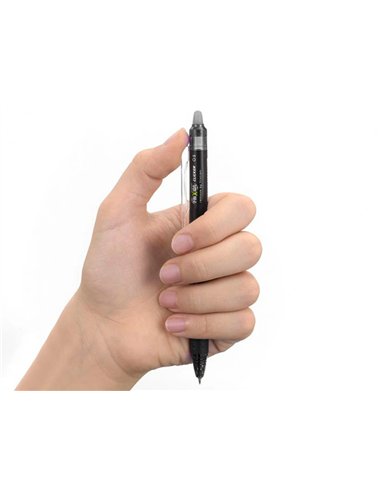 Roller pilot frixion point clicker 05 encre gel thermosensible effacable rechargeable noir.