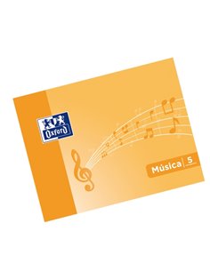 Cahier de musique agrafé Oxford A5, format paysage, 10 feuilles, 5 portées, interligne de 4 mm, couverture souple, orange