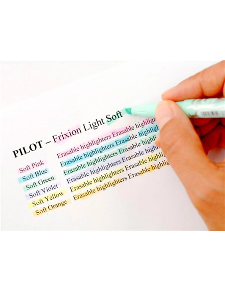 Surligneur pilot frixion light natural effacable pointe moyenne biseautee coloris orange clair.