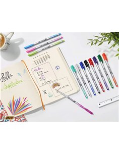 Feutre d'ecriture bic intensity pointe medium pack semi durable de 12 unites coloris assortis. 2