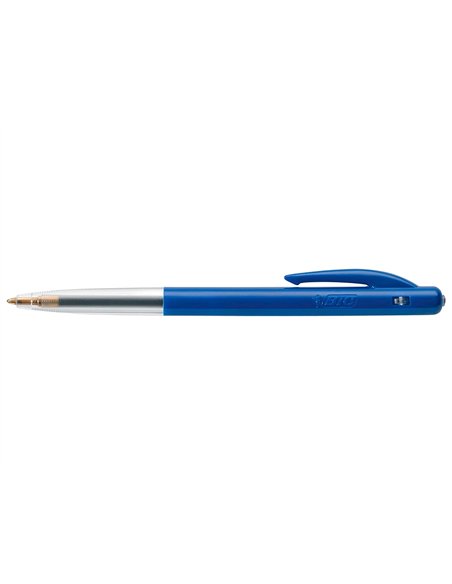 Stylo-bille bic m10 écriture moyenne 0.5mm encre classique rétractable bouton poussoir latéral coloris bleu.