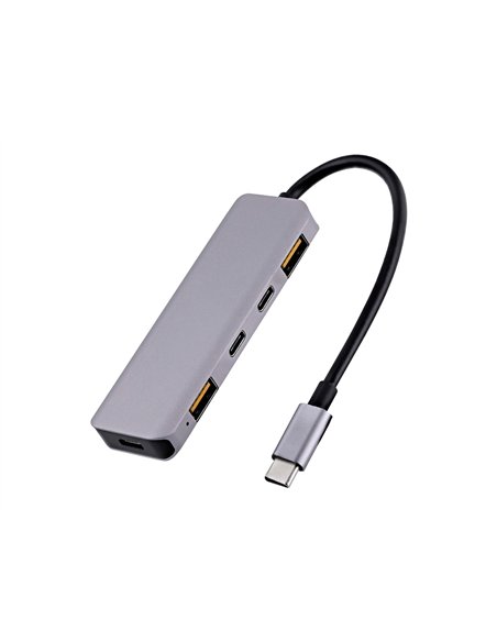 Hub t'nb iclick 5 en 1 2 usb-c 2 usb-a 1 usb-c power delivery 100w coloris aluminium.