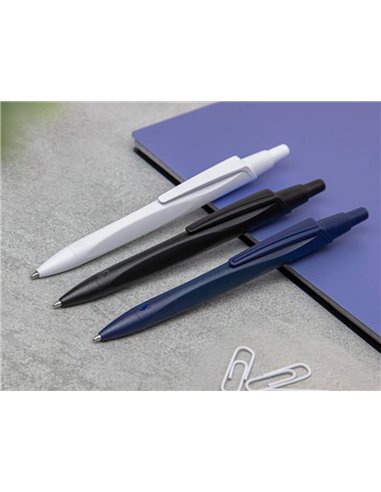 Stylo-bille schneider reco retractable et rechargeable corps plastique recycle pointe 1mm trait 0,5mm coloris noir.