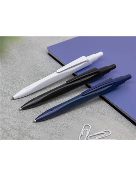 Stylo-bille schneider reco retractable et rechargeable corps plastique recycle pointe 1mm trait 0,5mm coloris noir.