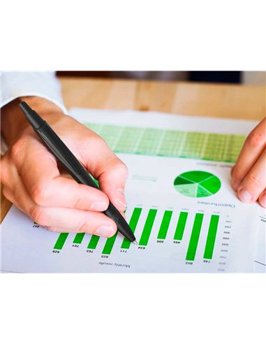 Stylo-bille schneider reco retractable et rechargeable corps plastique recycle pointe 1mm trait 0,5mm coloris noir.