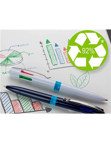 Stylo-bille 4 couleurs schneider take 4 medium viscoglide rechargeable clip metal corps plastique recycle.