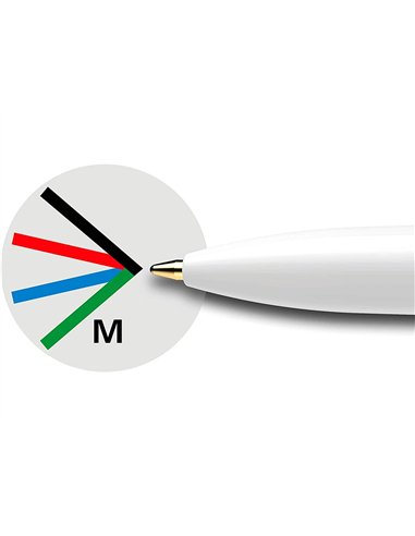 Stylo-bille 4 couleurs schneider take 4 medium viscoglide rechargeable clip metal corps plastique recycle.