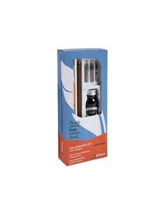 Coffret plumes-calligraphie brause compos de 1 plume en bois 3 plumes 1 pinceau 1 flacon d'encre noire 15ml. 2