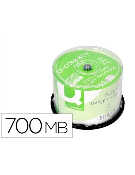 Cd-r q-connect capacité 700mb 80min vitesse 52x fiable grande capacité tour 50 unités.