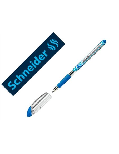 Stylo-bille schneider slider basic viscoglide trait moyen grip caoutchouc sechage rapide neutre en co2 couleur bleu.