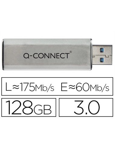 Clé usb q-connect 3.0 128gb lecture 50mb/s écriture 10-15mb/s rétractable interface superspeed 3.0.