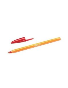 Stylo bille Bic Orange Original Fine - Pointe ronde 0,8 mm - Trait 0,30 mm - Encre à l'huile - Corps orange - Couleur rouge