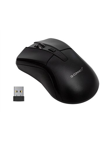 Souris q-connect sans fil optique 1000dpi 4 boutons molette mouvement horizontal vertical usb coloris noir.