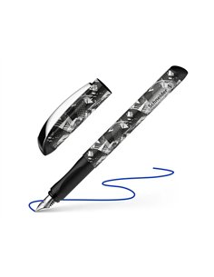 Stylo-plume schneider inx sportive acier pointe iridium taille m ergonomique encre bleu royal.