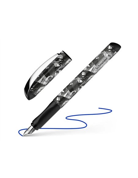 Stylo-plume schneider inx sportive acier pointe iridium taille m ergonomique encre bleu royal.