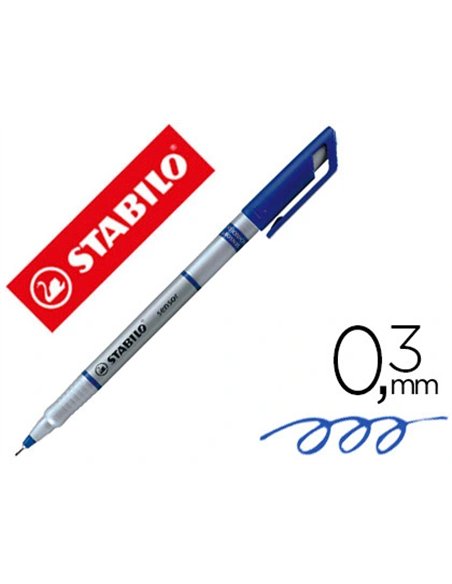 Stylo-feutre stabilo sensor pointe fine gainée métal amortisseur 1200m écriture tracé 0.3mm coloris bleu.