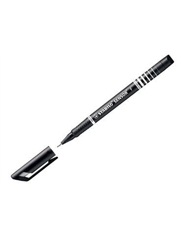 Stylo-feutre stabilo sensor pointe fine gainée métal amortisseur 1200m écriture tracé 0.3mm coloris noir.