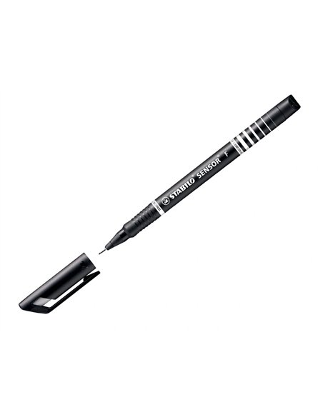 Stylo-feutre stabilo sensor pointe fine gainée métal amortisseur 1200m écriture tracé 0.3mm coloris noir.