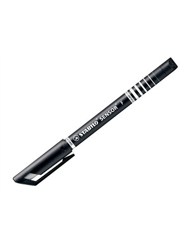 Stylo-feutre stabilo sensor pointe fine gainée métal amortisseur 1200m écriture tracé 0.3mm coloris noir.