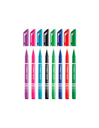 Stylo-feutre stabilo sensor pointe fine gainée métal amortisseur 1200m écriture tracé 0.3mm coloris noir.