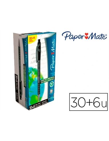 Stylo-bille paper mate flexigrip élite écriture large 0.7mm encre douce corps caoutchouté ant-glisse noir pack 30u+6.