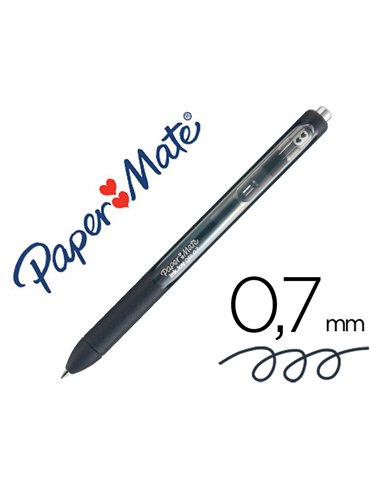 Stylo-bille paper mate inkjoy gel rétractable écriture moyenne 0.7mm encre douce grip coloris noir.