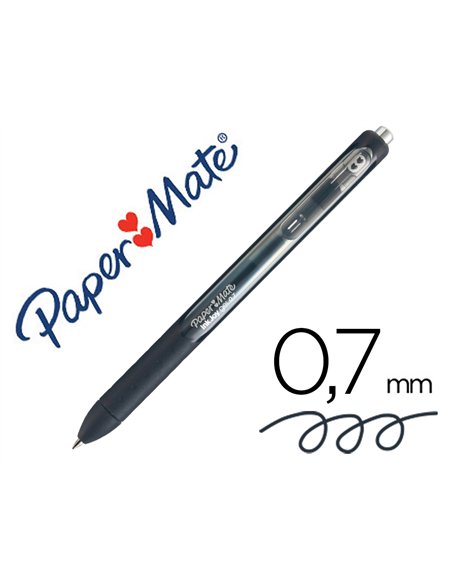 Stylo-bille paper mate inkjoy gel rétractable écriture moyenne 0.7mm encre douce grip coloris noir.