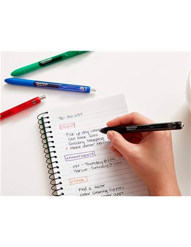 Stylo-bille paper mate inkjoy gel rétractable écriture moyenne 0.7mm encre douce grip coloris bleu.